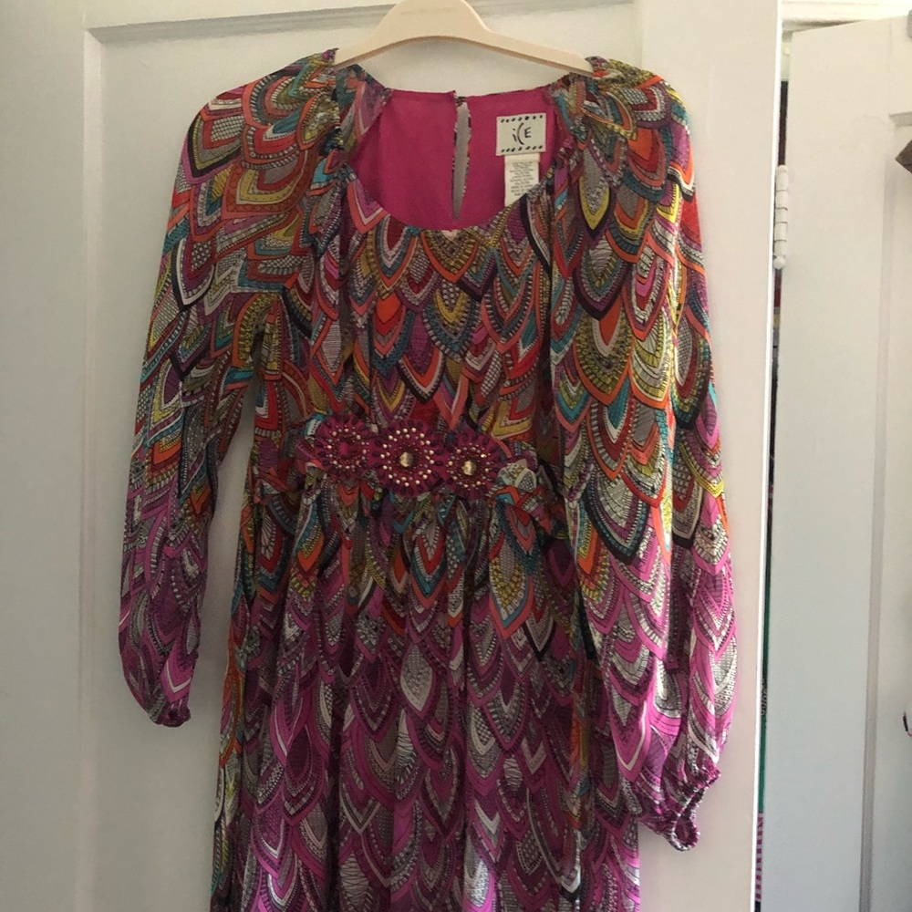 Ice size 8. Multicolor dress with jewels and sash
